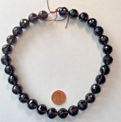 CUENTAS DE CUARZO AHUMADO NATURAL FACETADAS REDONDAS 14 MM 16" HEBRA DEBAJO ¡¡AL POR MAYOR!!! Foto 1 de 3