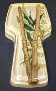 Lucite Vintage Löffelablage Bambus Blattfarn Neupreis Aufkleber MCM Küche - Bild 1 von 17