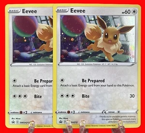 2x Pokemon TCG Eevee SWSH212 Black Star Promo Kosmos Holo Schwert & Schild 2022 NM - Bild 1 von 2