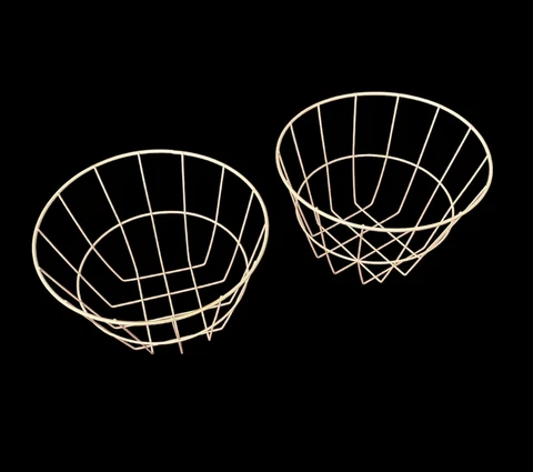 Vintage Pair Round White Coated Wire Baskets French Country 5" x 8" Stackers Cover