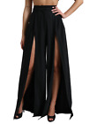 Dolce & Gabbana czarne spodnie z wysokim stanem rozcięte z szerokimi nogawkami IT40 US4 S