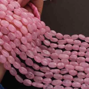 1 Strand Rose Quartz Smooth Oval Shape Briolettes - 10mmx8mm-12mmx8mm 13 Inches  - Picture 1 of 3