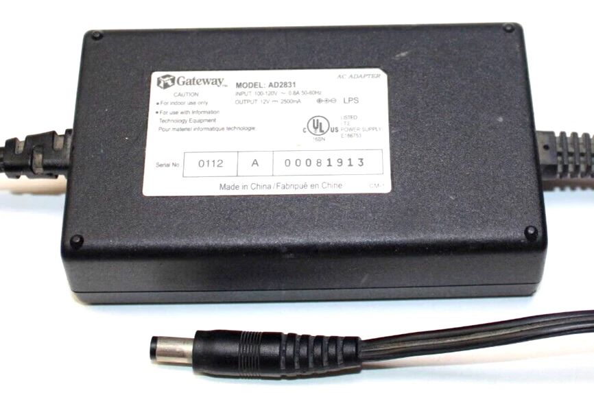 Gateway AD2831 AC Power Supply Adapter Charger Cord Output 12V 2500mA - Image 1 of 2