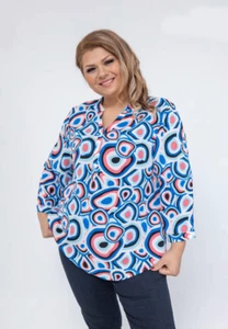 Curve Shape Women's Casual Relaxed Fit Pull On Chiffon Graphic Blouse / Top. - Picture 1 of 17