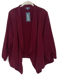 Modcloth Maven Ruched Draped Open Front Maroon Blazer Women's Plus 3X NEW - Picture 1 of 7