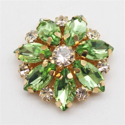 2PCS Flower Rhinestone Flat Buttons Sewing Clothing Decor DIY Craft Accessories - Image 1 of 4