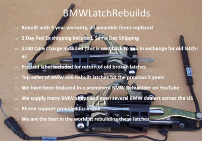 🚘BMW 325Ci 330Ci E46 M3 PAR DE BLOQUEO DE PESTILLO SUPERIOR RECONSTRUIDO $100 Núcleo Incluido en el Precio Foto 1 de 4