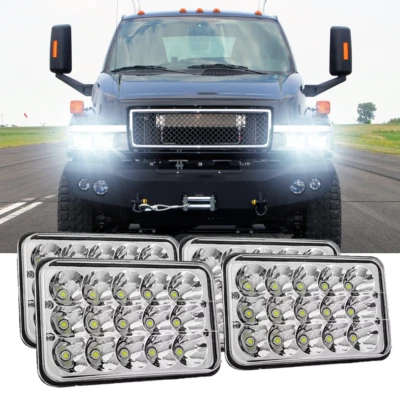 Faros LED de haz alto/bajo cromados de 4x6" para GMC C4500 C5500 Topkick 2003-2009 Foto 1 de 4