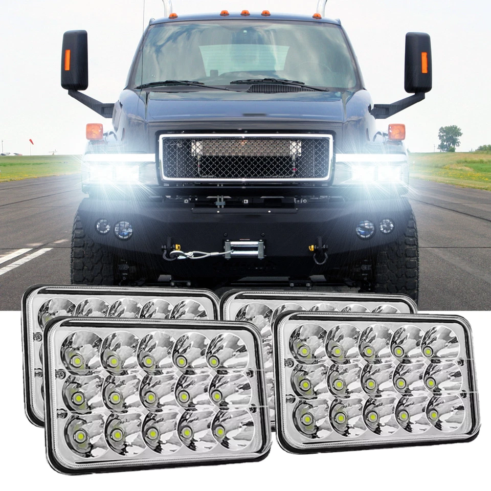 Faros LED de haz alto/bajo cromados de 4x6" para GMC C4500 C5500 Topkick 2003-2009 Foto 1 de 4