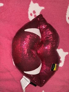 NEW: Pink Sequin White Fangs Throw Pillow - Picture 1 of 1