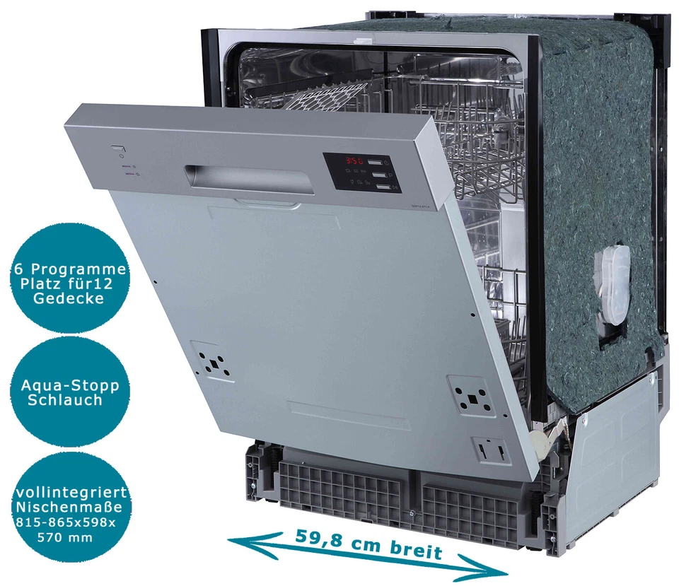 PKM Einbau-Geschirrspüler GSP12-6TI-P integrierbar 6 Spülprogramme Aqua. B Ware