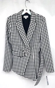 TAHARI ASL Houndstooth Belted Asymmetrical Jacket NWT US 6 Arthur S. Levine $159 - Picture 1 of 9