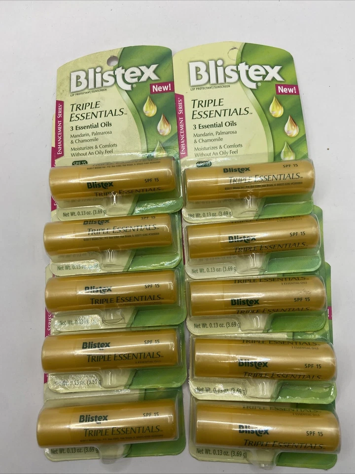 10 Blistex Triple Essentials Lip Balm Mandarin Palmarosa&Chamomile Discontinued - Image 1 of 1