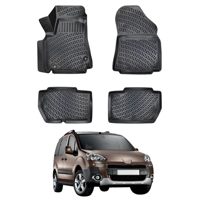 Alfombrillas Peugeot Partner Tepe 90 HP 2008-2025 | Alfombrillas coche 3D negras Foto 1 de 4