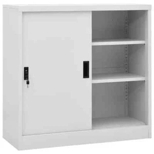 Office Cabinet with Sliding Door Light Grey 90x40x90 cm Steel vidaXL - Picture 1 of 9