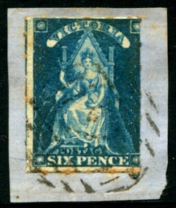 Victoria - 1858 6d Bright BLUE Imperf. VFU SG 73 Cv $18 [D2728] - Imagen 1 de 1