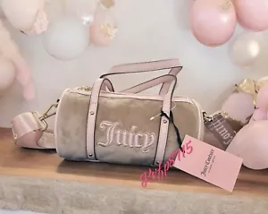 Juicy Couture Cafe/Pulver Rouge Velours Fass Umhängetasche süß neu mit Etikett Tasche - Bild 1 von 6