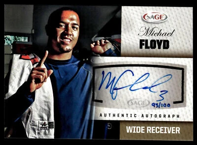 2012  SAGE Autographed Michael Floyd #A14  Auto  AU, SN100 Notre Dame Irish - Image 1 of 2