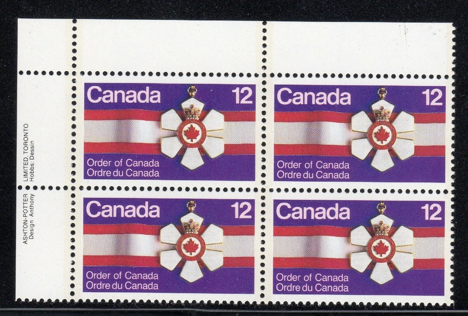 1977 Canada SC# 736 UL - Order of Canada - Plate Block M-NH Lot # 2188a - Image 1 of 1