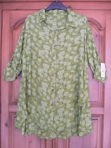 Made in Italy grüne Bluse mit Blumenmuster L/S Größe 16 neu mit Etikett - Bild 1 von 1