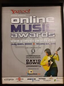 David Bowie 2000 Yahoo Online Music Awards rare affiche promotionnelle originale encadrée publicitaire !