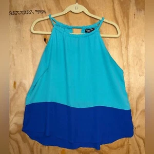 Papermoon Stitch Fix Colorblock Tank Top Size S Blue Spaghetti Strap Keyhole - Picture 1 of 4