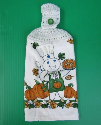 FS NEW Pillsbury Doughboy FALL HARVEST HANG TOWEL W CROCHETED TOP 1998 - Image 1 of 4