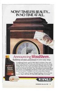 Minwax WoodSheen 1988 frotando aceite mancha y acabado publicidad impresa vintage - Imagen 1 de 1