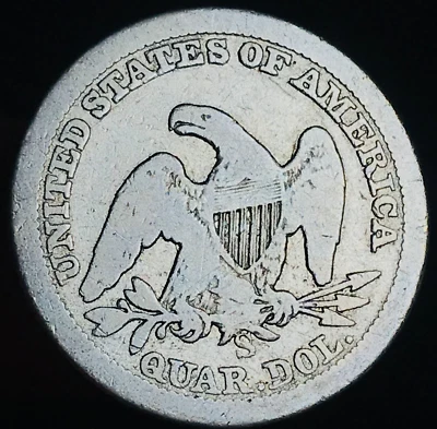 1861 S Seated Liberty Quarter 25C Civil War Date 90% Silver US Coin CC25534 - Image 1 of 4