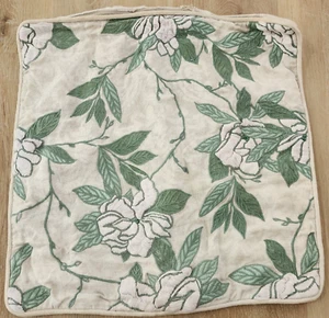 Vintage White Green Villa Embroidered Floral Garden Pillow Cover 17x17 Single - Picture 1 of 6