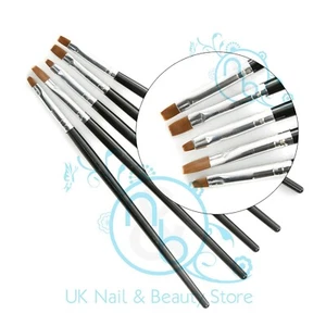 Gel Builder Nail Brush Set 5pc Black UV Poly Gel Brush Flat Acrylic Brush Set - Picture 1 of 1