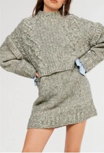 Claudie Pierlot Paris Mottled Grey Woolen Sweater Dress Size AU 12-14 RRP $489 - Foto 1 di 11
