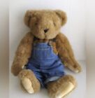 Vermont Teddy Bear Company Collectible 15" Vintage Brown Teddy Bear in Overalls