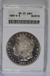 1880 S $1 Morgan Silver Dollar ANACS MS65 DMPL - Picture 1 of 2