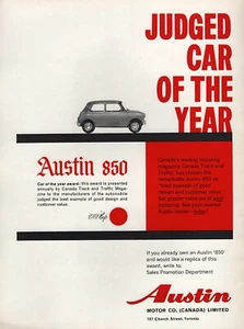 1961 Austin Mini 850 "Judged Car of the Year" Original Ad - Picture 1 of 1