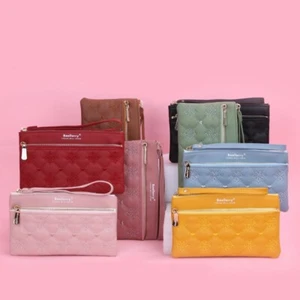 Women's Leather Handbag Large Capacity Zipper Wallet ID Card Holder Purse Gift - Picture 1 of 18