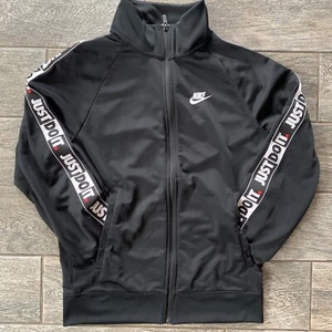 Nike Just Do It Full Zip Black Long Sleeve Fleece Jacket Adults Size Small - Picture 1 of 11