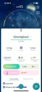 SHINY ROAMING GIMMIGHOUL FROM POGO UNTOUCHED | FAST TRADE SCARLET VIOLET - Picture 1 of 2