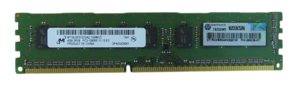 HP 4GB PC3-12800 2RX8 DDR3 1600Mhz Server RAM 669238-071 684034-001 669322-B21 - Image 1 of 1
