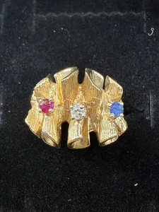 Vintage 14k Gelbgold Damen Rubin Diamant & Saphir Band Ring 7,52g Gr.7,5 - Bild 1 von 7