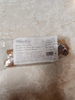 Pampered Chef Bamboo Serving Set 3 Pc #2048 New - Image 1 of 4