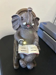 Elephant Solar Powered Rocking Chair With Reading Light Decoration 7 x 5 inches - Picture 1 of 8