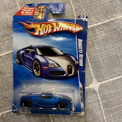 2010 Hot Wheels #160 Hot Auction 2/10 BUGATTI VEYRON Satin Blue w/Black  - Image 1 of 2
