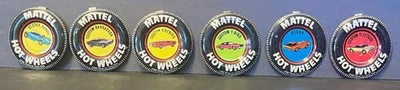 6 Vintage 1967 Mattel Hot Wheels Tin Pins Buttons Lot Barracuda T-Bird Firebird - Image 1 of 2