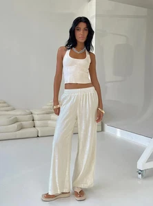 Pantalones para mujer Princess Polly blancos Parklea mezcla de lino 10 nuevos con etiquetas - Imagen 1 de 3