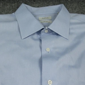 Enro Shirt Mens 19 34/35 Big Dress Blue Geometric Diamond Non Iron Long Sleeve - Picture 1 of 17