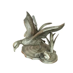 H Wilson Pewter Duck Landing Sculpture Limited Edition 2882/6000 USA - Picture 1 of 7