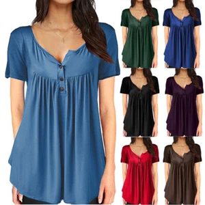 Womens Plus Size Loose Vest Tops Summer Short Sleeve Swing T-Shirt Blouse Tee UK - Picture 1 of 18