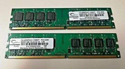 G.Skill PC2-4200 2 GB (2 x 1GB) DDR2 SDRAM Memory F2-4200PHU1-1GBNT 2 Sticks   - Image 1 of 3