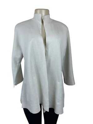 Женский кардиган Eileen Fisher не совсем белый с открытой передней частью из шелковой смеси куртка размер S - Изображение 1 из 4